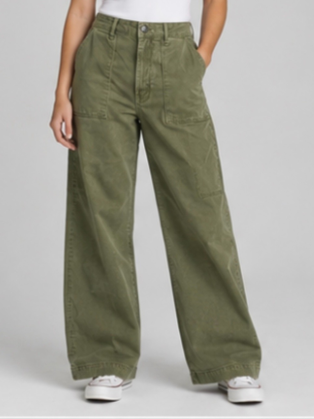 Kut from the Kloth Women’s Wide-Leg Cargo Pants in Olive Green size 10